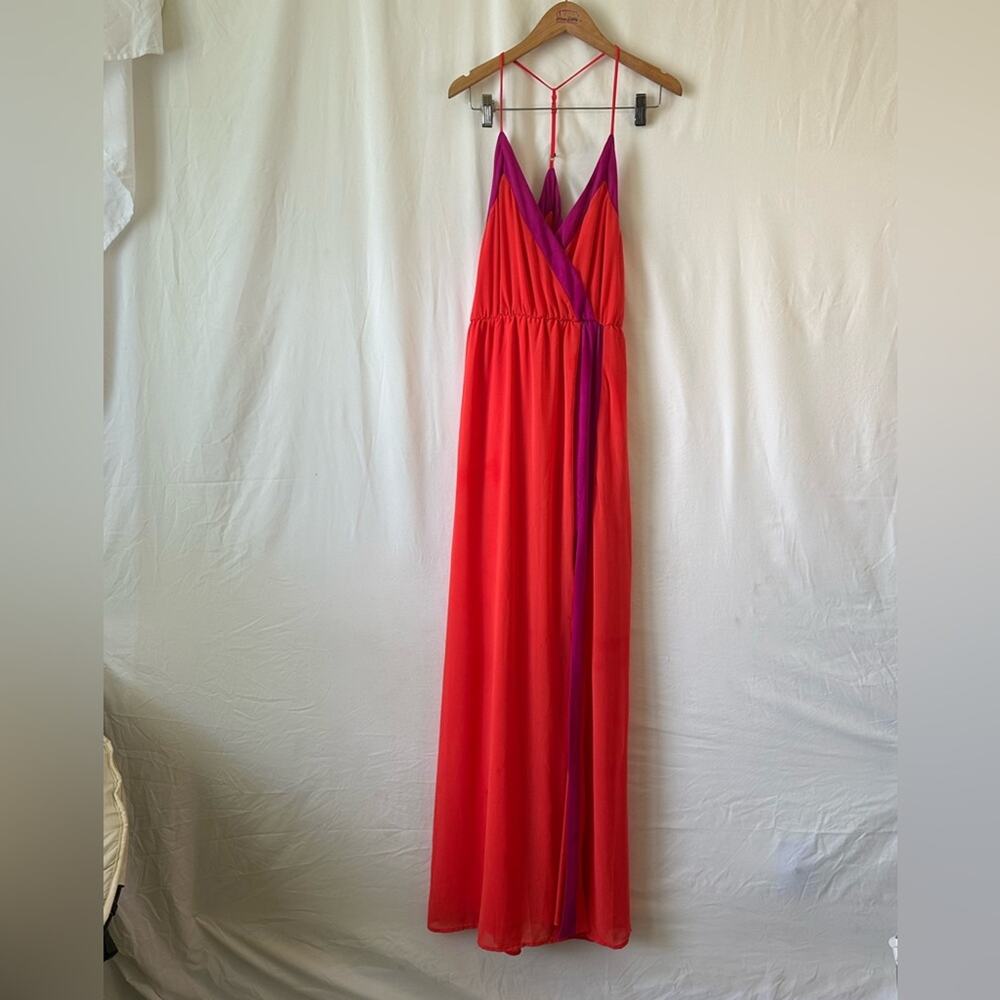Lulu’s Colorblock Red and Magenta Strappy Maxi Dress – Women’s Size 6 - Picture 2 of 4